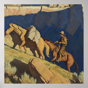 “Cowboy and Pack Horse” by Maynard Dixon Poster