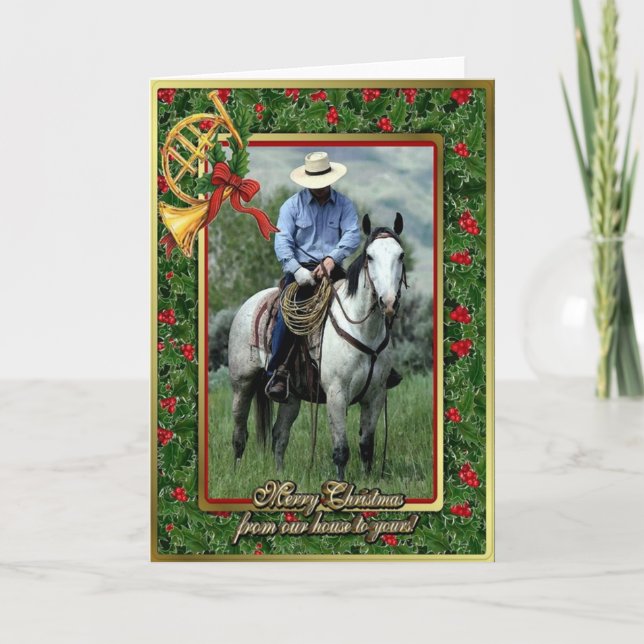 Cowboy And Quarter Horse Blank Christmas Card (Front)