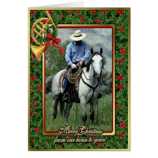 Cowboy And Quarter Horse Blank Christmas Card
