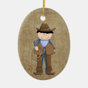 Cowboy and Sheriffs Badge Ceramic Tree Decoration