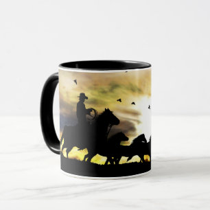 Cowboy and Wild Horses Mug