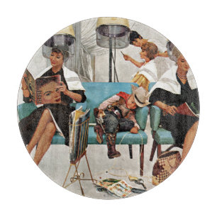 Cowboy Asleep in Beauty Salon Cutting Board