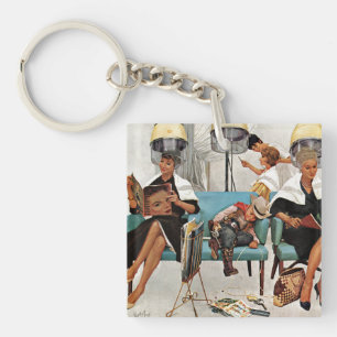 Cowboy Asleep in Beauty Salon Key Ring