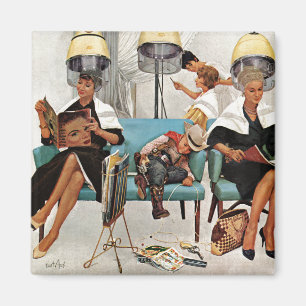 Cowboy Asleep in Beauty Salon Magnet