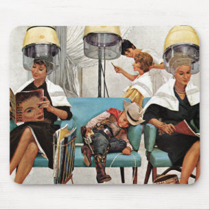 Cowboy Asleep in Beauty Salon Mouse Mat