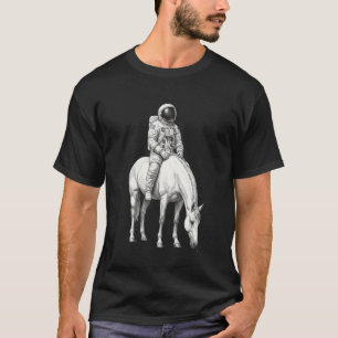 Cowboy Astronaut Riding Horse Surreal Art Space T-Shirt