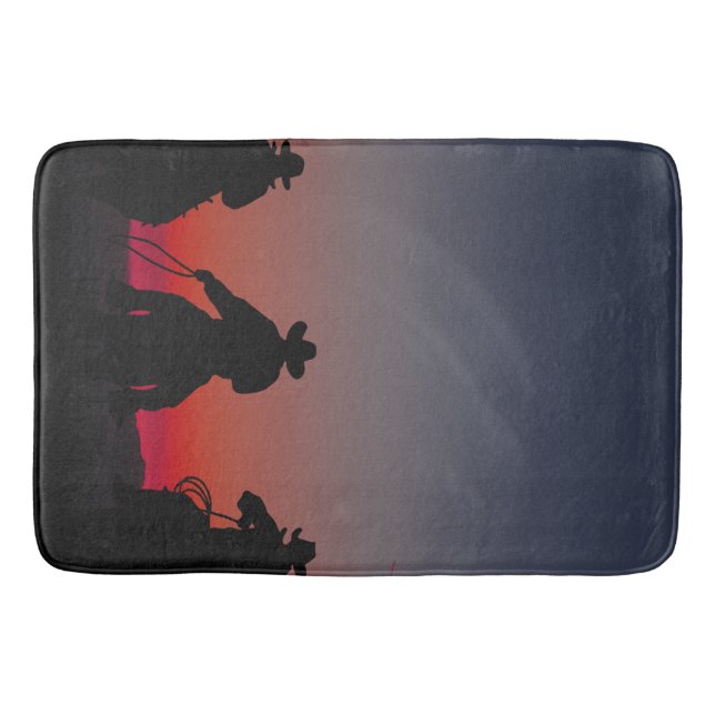cowboy at sunset bath mat (Front)