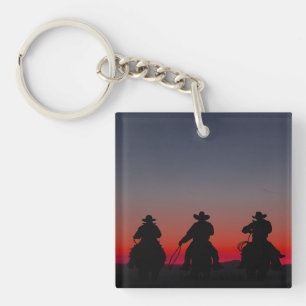 cowboy at sunset key ring