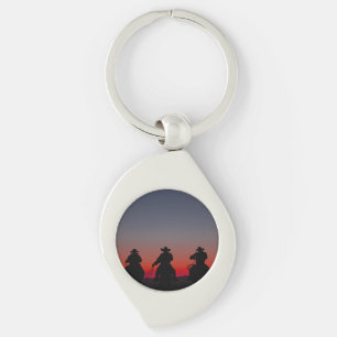 cowboy at sunset key ring