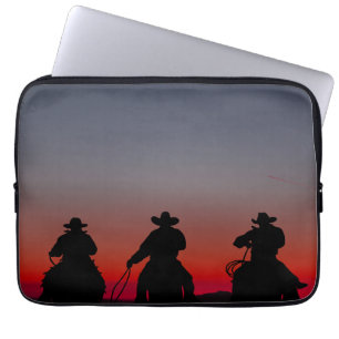 cowboy at sunset laptop sleeve
