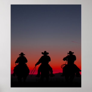cowboy at sunset poster