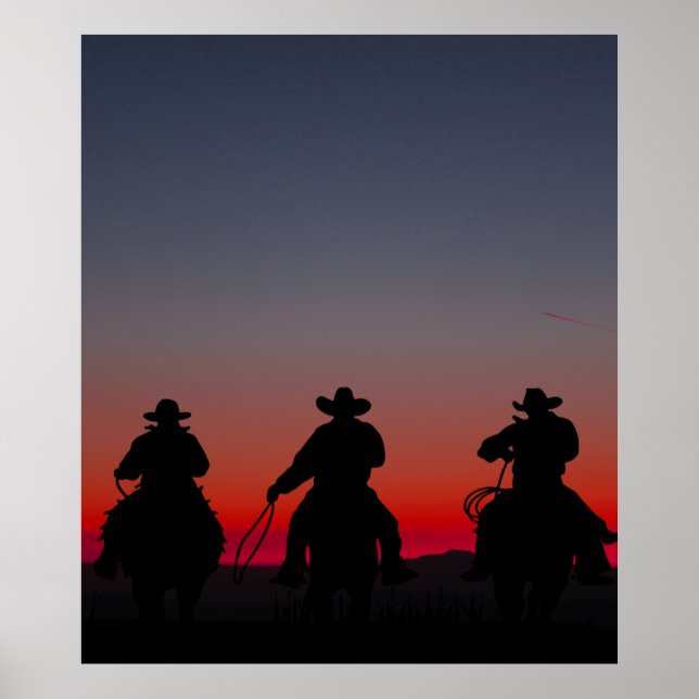 cowboy at sunset poster (Front)