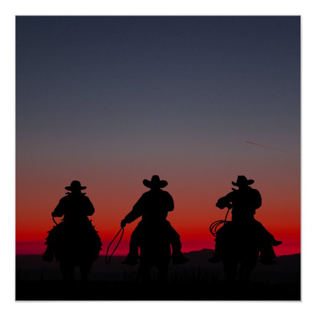 cowboy at sunset poster (Front)
