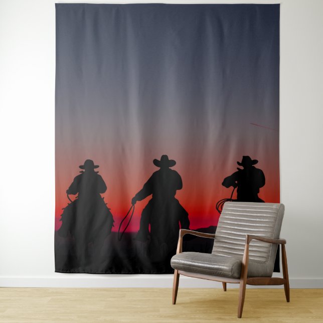 cowboy at sunset tapestry (In Situ)