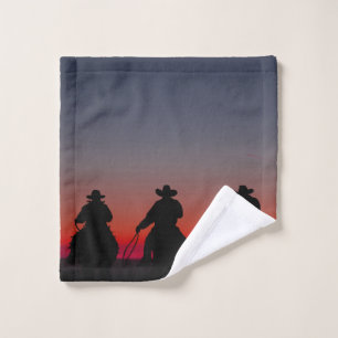 cowboy at sunset wash cloth
