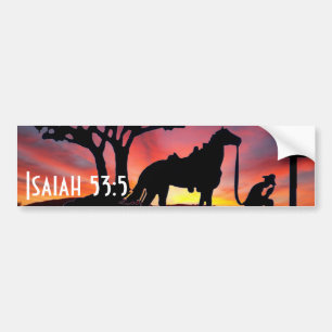 Cowboy at the cross western Christian Bumper Stick Bumper Sticker