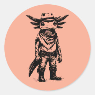 cowboy axolotl classic round sticker