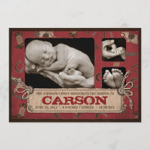 Cowboy Baby Announcement Card 2