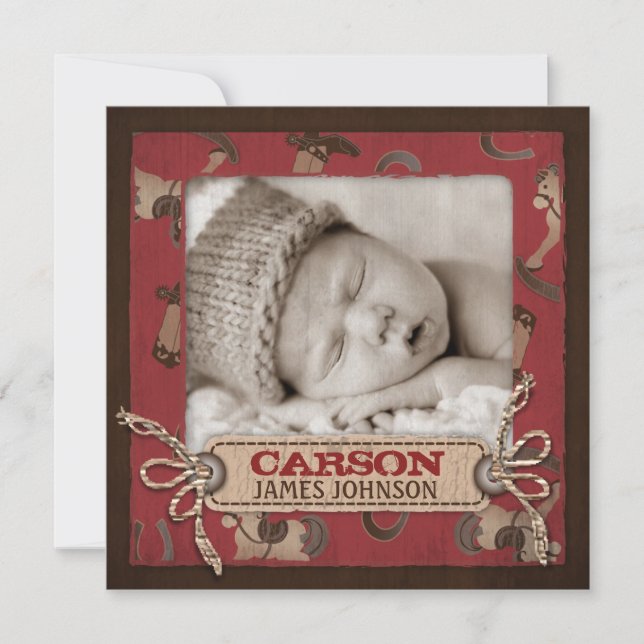 Cowboy Baby Announcement Square (Front)