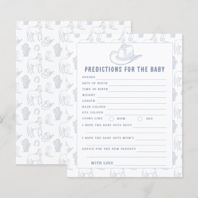 Cowboy baby shower - baby predictions and advice (Front/Back)