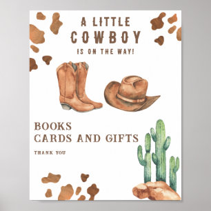 cowboy baby shower - books cards and gifts poster