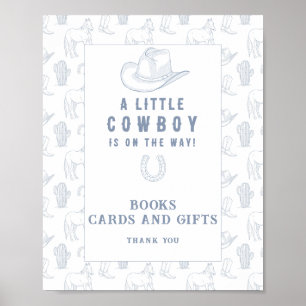 cowboy baby shower - books cards and gifts poster