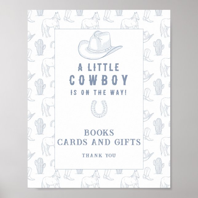 cowboy baby shower - books cards and gifts poster (Front)