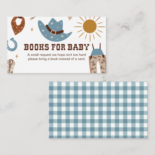 Cowboy Baby Shower Books for Baby Enclosure Card (Front/Back)