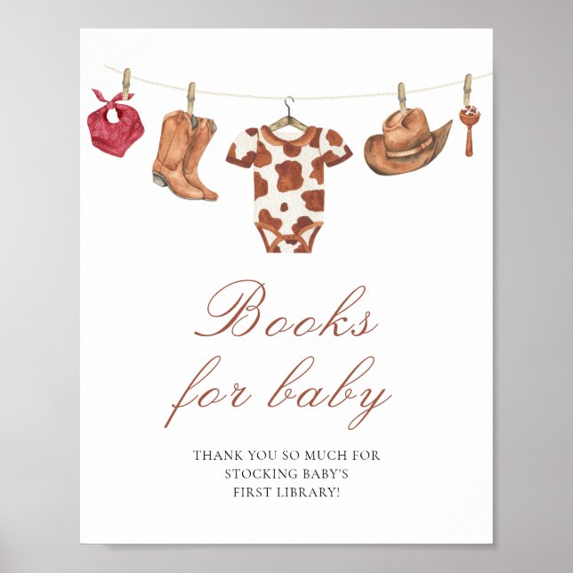 Cowboy baby shower - books for baby poster (Front)