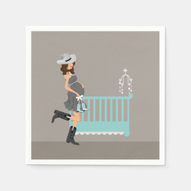 Cowboy Baby Shower - Brunette - Western Theme  Napkin (Front)