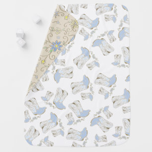 Cowboy Baby Shower Country Western Blue Boy Baby Blanket