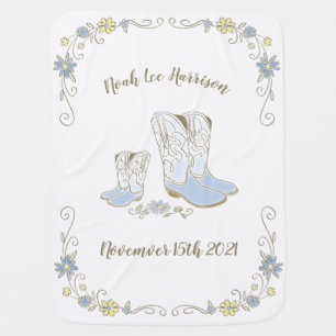 Cowboy Baby Shower Country Western Blue Boy Baby Blanket