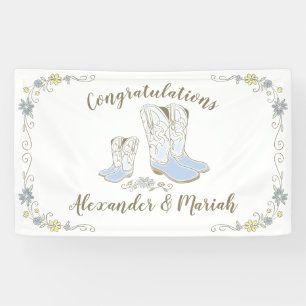 Cowboy Baby Shower Country Western Blue Boy Banner