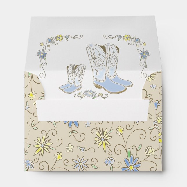 Cowboy Baby Shower Country Western Blue Boy Envelope (Back (Bottom))