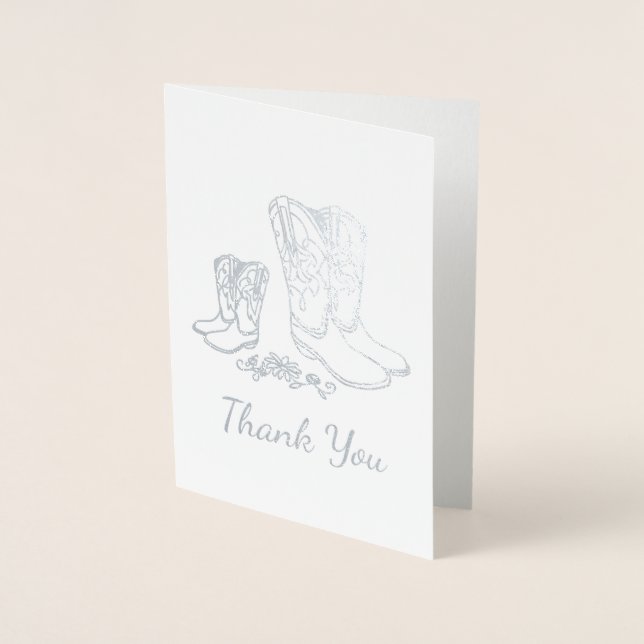Cowboy Baby Shower Country Western Blue Boy Foil Card (Front)