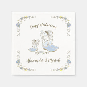 Cowboy Baby Shower Country Western Blue Boy Napkin