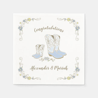 Cowboy Baby Shower Country Western Blue Boy Napkin
