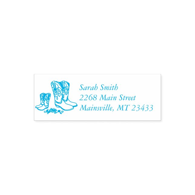 Cowboy Baby Shower Country Western Blue Boy Self-inking Stamp (Design)