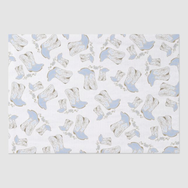 Cowboy Baby Shower Country Western Blue Boy Tissue Paper (Front)