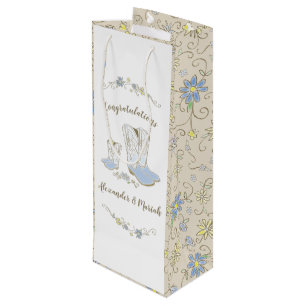 Cowboy Baby Shower Country Western Blue Boy Wine Gift Bag