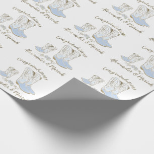 Cowboy Baby Shower Country Western Blue Boy Wrapping Paper