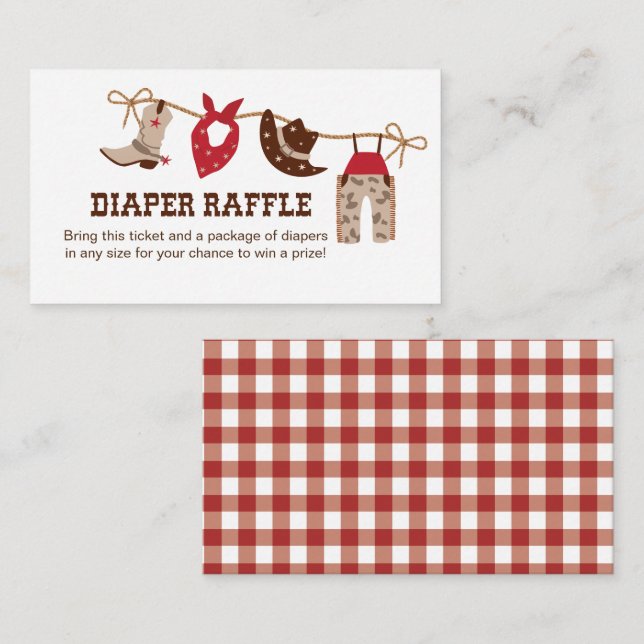 Cowboy Baby Shower Diaper Raffle Enclosure Card (Front/Back)
