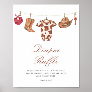 Cowboy baby shower - diaper raffle poster