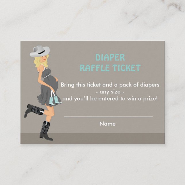 Cowboy Baby Shower Diaper Raffle Tickets - Blonde Enclosure Card (Front)