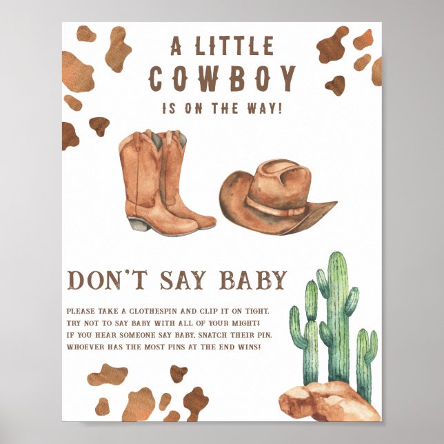 Cowboy baby shower Don't say baby  Poster (Front)