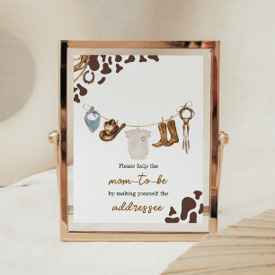 Cowboy Baby Shower Envelope Station Poster