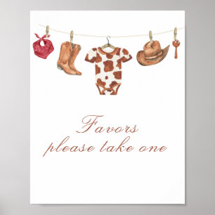Cowboy baby shower - favors, please take one poster
