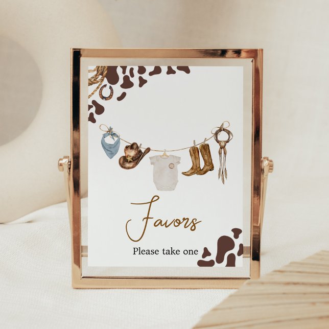 Cowboy Baby Shower Favours Poster (Wild West Rodeo Baby Shower Favors Sign)