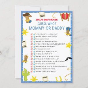 Cowboy Baby Shower Game - 5x7 size Invitation