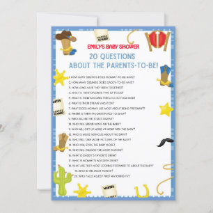 Cowboy Baby Shower Game Size Invitation